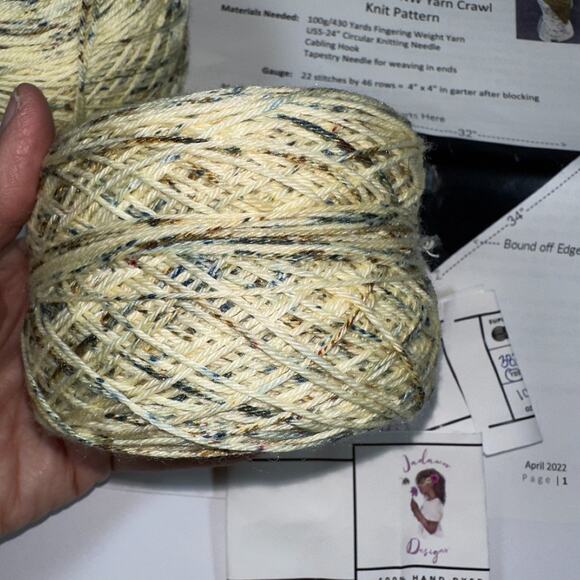 Fingering Weight Hand Dyed Yarn Cowl Kit 2 Skeins Yellow Cream Wool Silk Blend - Picture 2 of 8